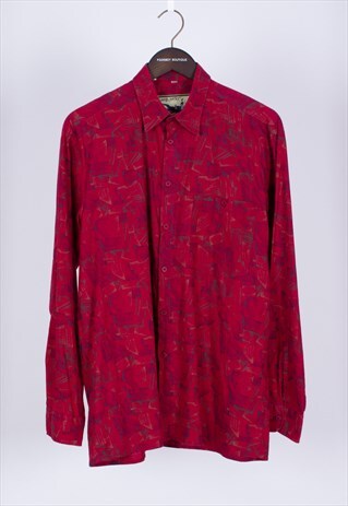 VINTAGE 90S RED CRAZY PATTERN COTTON SHIRT