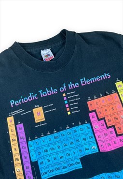 Fruit of the Loom Vintage 90s Black T-shirt Periodic table 