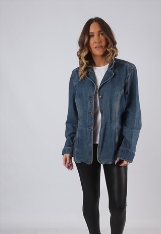 DENIM JACKET LIGHTWEIGHT OVERSIZED FITTED BLAZER UK 14 (CW3Z