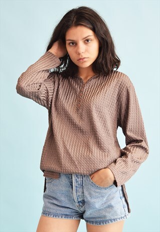 90'S RETRO BRAIDED OVERSIZED MOMS BLOUSE TOP