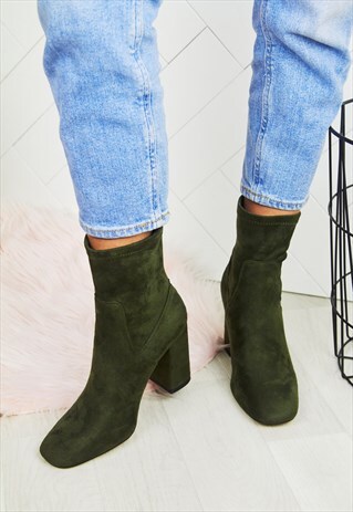 FREYA KHAKI SUEDE ANKLE BOOTS