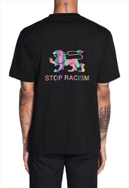 Black STOP RACISM Graphic Reflective 3M t shirt tee  Unisex