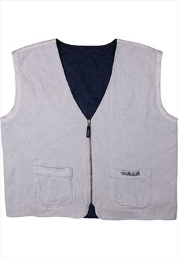 Vintage 90's Adidas Gilet Vest Sleeveless Full Zip Up White