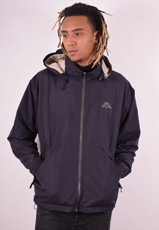 KAPPA MENS VINTAGE REVERSIBLE JACKET MEDIUM NAVY BLUE 90S