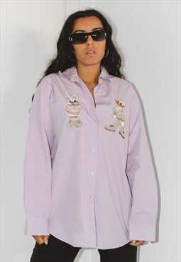 Vintage 90s Pastel Disney Cartoon Embroidered Shirt