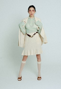 Light weight cotton knit high waist skirt Sand 