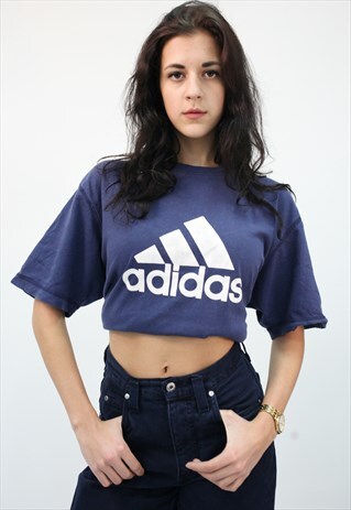 VINTAGE 90'S ADIDAS BIG LOGO BLUE T-SHIRT