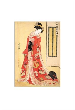 Japanese Ukiyo-e Wall Art Print Poster Wall Princess Dog