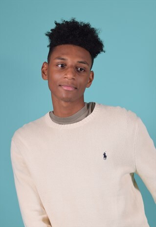VINTAGE RALPH LAUREN BEIGE KNITTED JUMPER