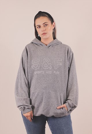 VINTAGE OVERSIZED GREY FLEECE HOODIE /A14007