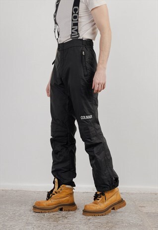 Vintage Colmar Suspender Black Ski Snow Suit Trousers M/L