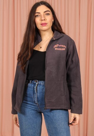 VINTAGE 90S ZIP FLEECE JACKET IN GREY