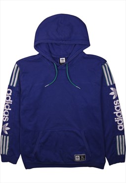 Vintage 90's Adidas Hoodie Drawstring Pockets Pullover Blue