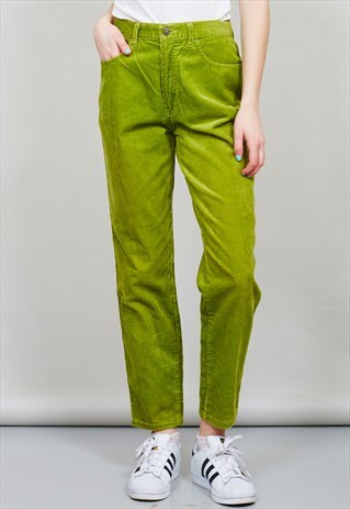 VINTAGE 90'S LIME GREEN CORDUROY MOSCHINO TROUSERS
