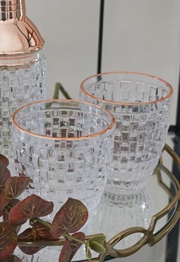 Luxury Cocktail Glass Tumblers with Rose Gold Edge