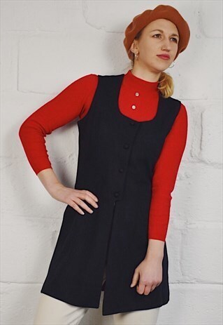 VINTAGE 70S PINAFORE MINI DRESS & JUMPER 2 PIECE