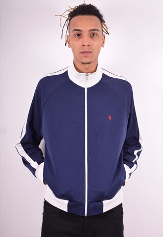POLO RALPH LAUREN MENS VINTAGE TRACKSUIT TOP JACKET LARGE BL