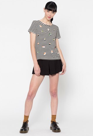 BLACK AND WHITE STRIPED SUSHI T-SHIRT