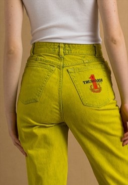 90s Vintage Woman Trussardi Yellow MOMs Jeans 6055