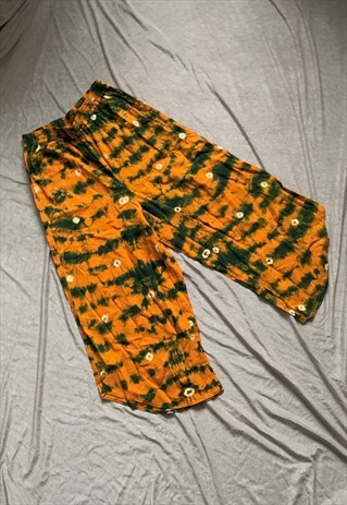 VINTAGE 90S 80S BOHO HIPPIE FESTIVAL FUNKY ORANGE TROUSERS