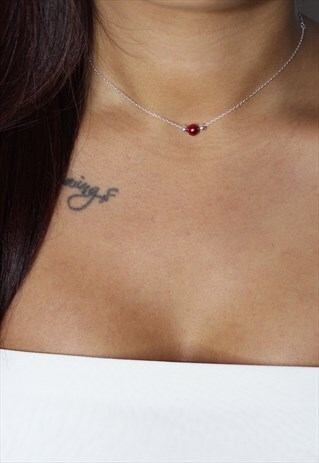 "MYA" CHOKER 925 STERLING SILVER IN RED