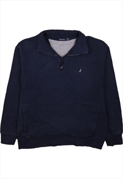 Nautica 90's Quater Zip Sweatshirt Large Navy Blue