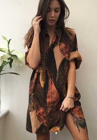 CRAZY PATTERNED OVERSIZED RETRO VINTAGE UNISEX FESTIVAL SHIR