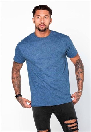 ESSENTIAL BLANK T-SHIRT - HEATHER COLUMBIA BLUE TEAL