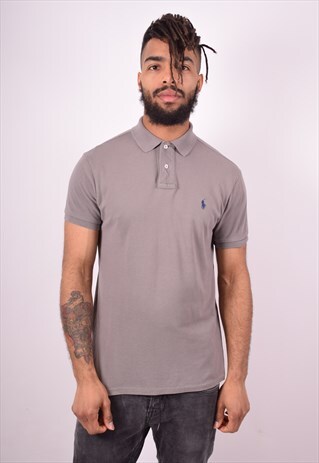 POLO RALPH LAUREN MENS VINTAGE POLO SHIRT MEDIUM GREY 90'S