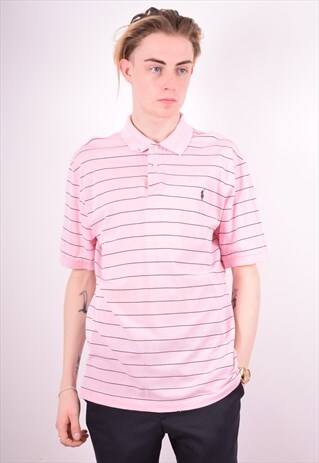 RALPH LAUREN MENS VINTAGE POLO SHIRT MEDIUM PINK 90S