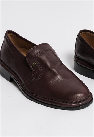 60s Leather loafers oxfords burgundy genuine leather size 38