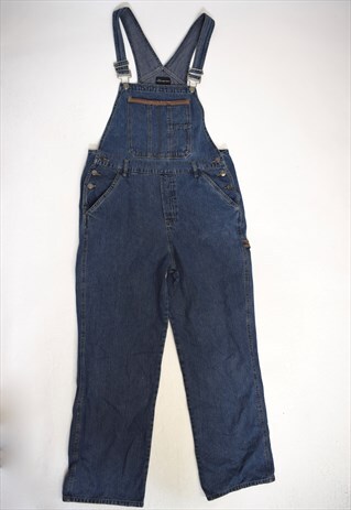 VINTAGE 90S NO EXCUSES BLUE DENIM BROWN TRIM DUNGAREES