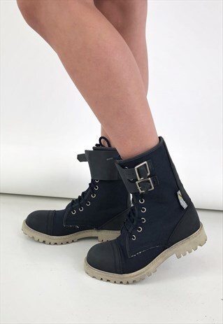 VINTAGE OFF LIMITS BOOTS BLUE CHUNKY ANKLE