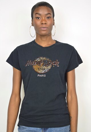 VINTAGE 90S HARD ROCK CAFE PARIS BLACK T-SHIRT