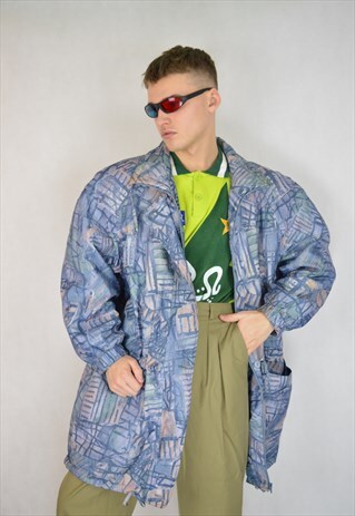 VINTAGE OVERSIZE MULTICOLOUR GRAPHIC RAVE PUFFER JACKET
