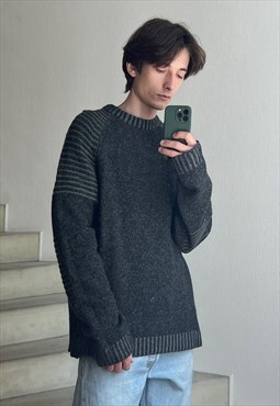 Vintage VERSACE Sweater Knitted Avant Garde Distressed Grey