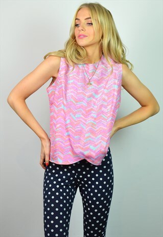 VINTAGE 60S PINK PEACH & SILVER METALLIC PARTY TOP