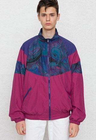 VINTAGE PURPLE BLUE ESCAPE ZIP TRACK JACKET