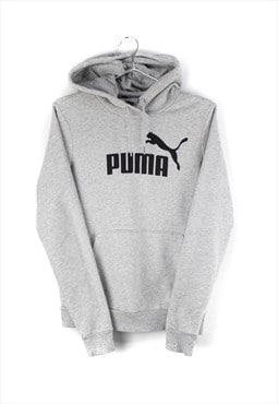 Vintage Puma Logo Hoodie in Grey XS