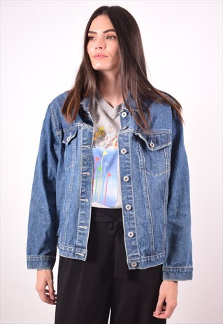 WOMENS VINTAGE DENIM JACKET MEDIUM BLUE 90S