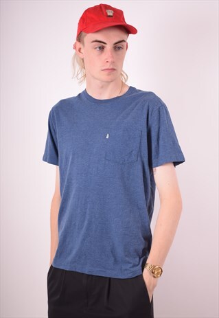 LEVI'S MENS VINTAGE T-SHIRT TOP MEDIUM BLUE 90S