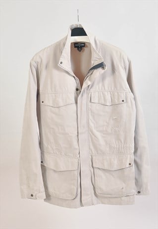 VINTAGE 00S UTILITY FATIGUE JACKET IN BEIGE