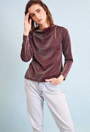90'S RETRO MINIMALIST SHIMMERING TOP BLOUSE