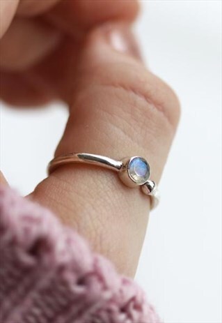 VESPER RAINBOW MOONSTONE BOHO STERLING SILVER RING