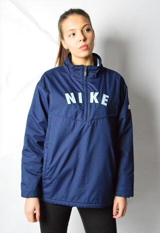 NAVY BLUE FLEECE LINED 1/3 ZIPPER SPORTS WINDBREAKER JACKET