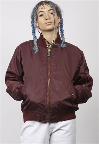 VINTAGE A1 STYLE 90'S REVERSIBLE BURGUNDY BOMBER JACKET