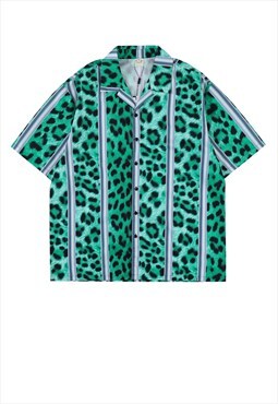 Tiger print shirt animal striped top leopard jumper green