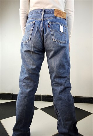 VINTAGE LIGHT BLUE WASHED 501 HIGH WAISTED JEANS 046