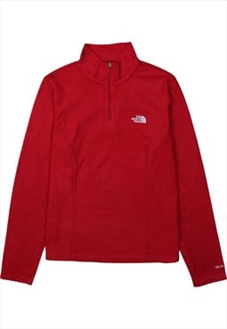 Vintage 90's The North Face Fleece Jumper Quater Zip Red