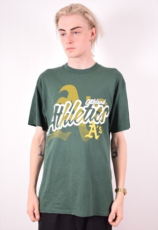 MENS VINTAGE OAKLAND ATHLETICS T-SHIRT TOP LARGE GREEN 90S